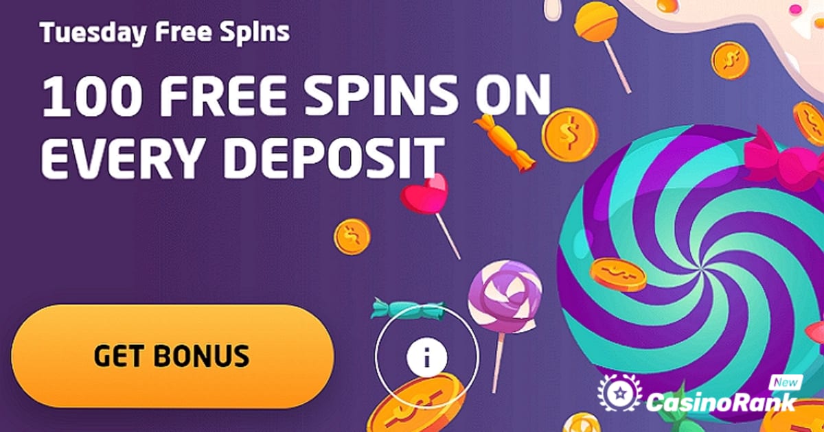 Saņemiet līdz pat 100 bezmaksas griezieniem par katru iemaksu otrdien vietnē Stay Casino